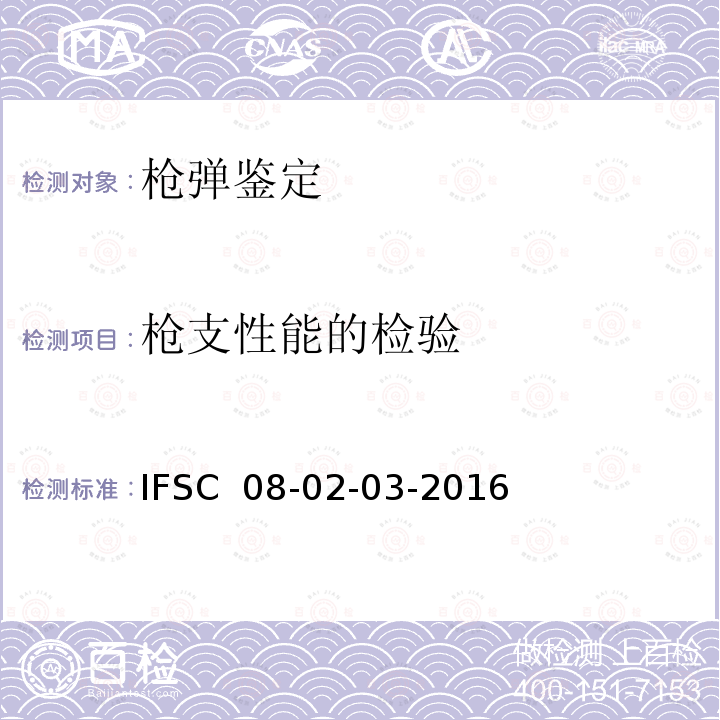 枪支性能的检验 《枪支散件的检验方法》IFSC 08-02-03-2016