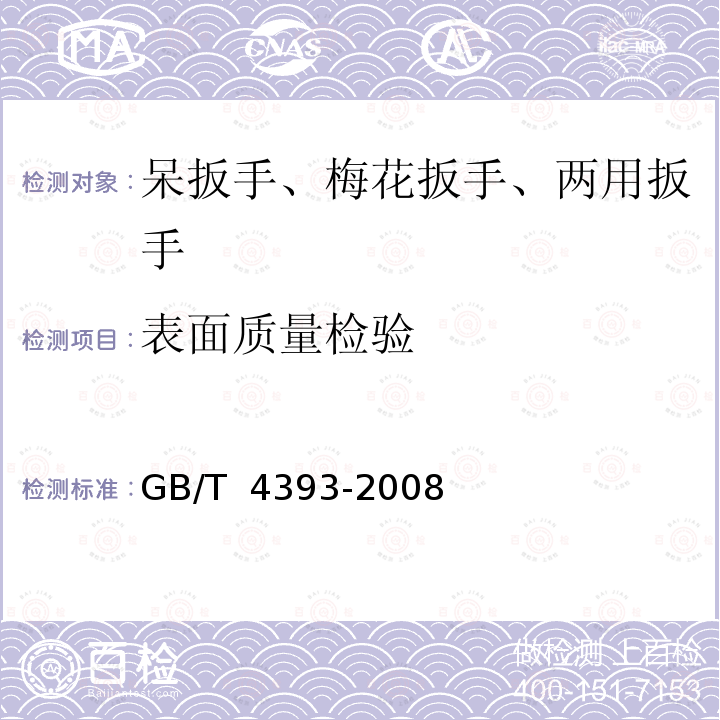 表面质量检验 GB/T 4393-2008 呆扳手、梅花扳手、两用扳手 技术规范