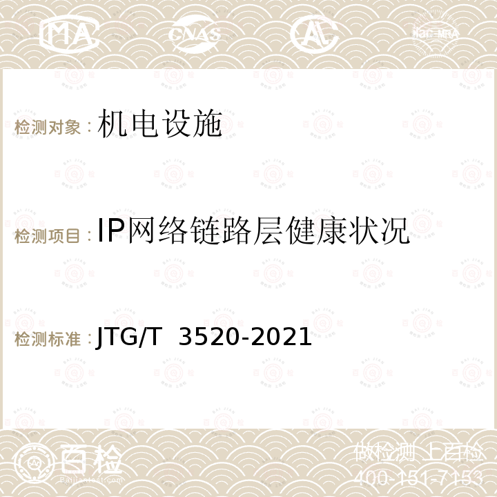 IP网络链路层健康状况 JTG/T 3520-2021 公路机电工程测试规程