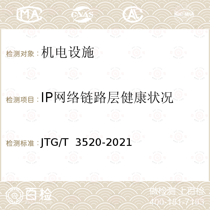 IP网络链路层健康状况 公路机电工程测试规程JTG/T 3520-2021