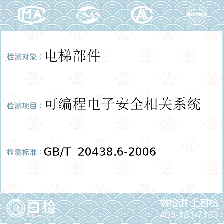 可编程电子安全相关系统 《电气电子可编程电子安全相关系统的功能安全 第6部分：GB/T 20438.2 和GB/T 20438.3 的应用指南》GB/T 20438.6-2006