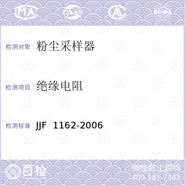 绝缘电阻 粉尘采样器型式评价大纲JJF 1162-2006