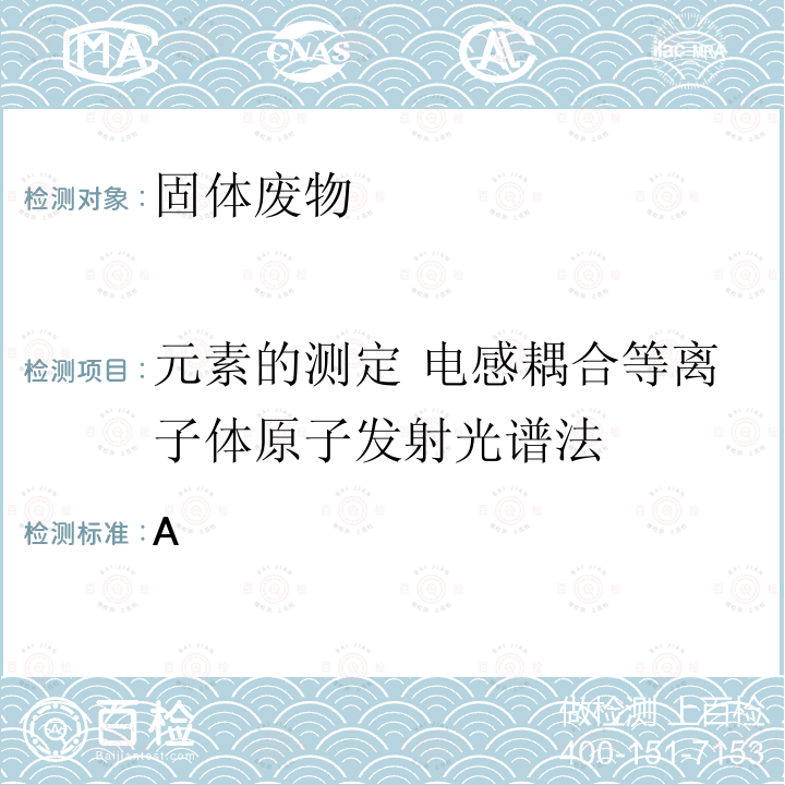 元素的测定 电感耦合等离子体原子发射光谱法 GB 5085.3-2007 危险废物鉴别标准 浸出毒性鉴别
