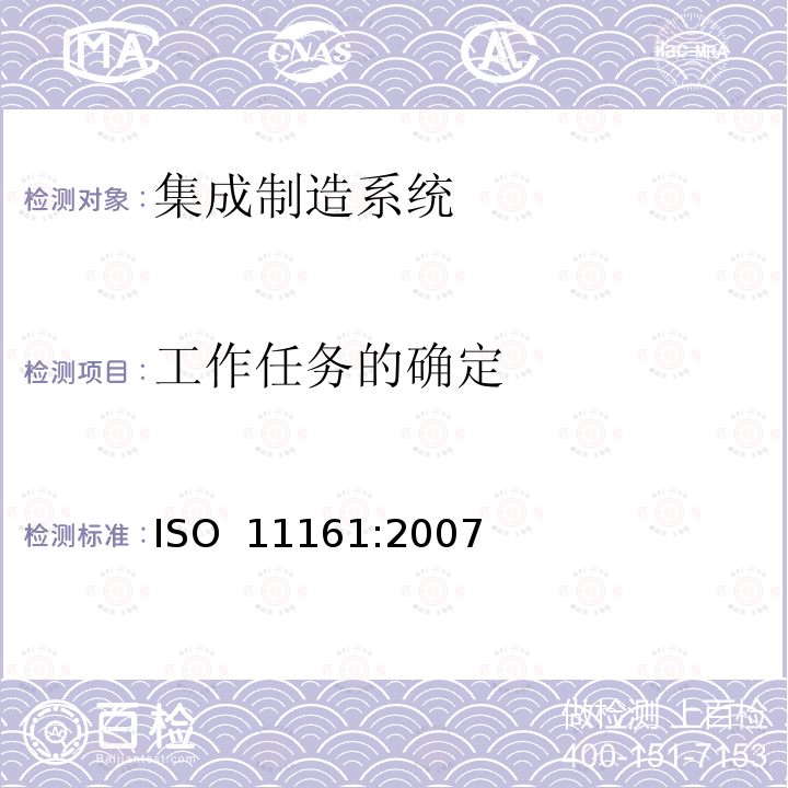 工作任务的确定 ISO 11161-2007 机械安全性 集成制造系统 基本要求