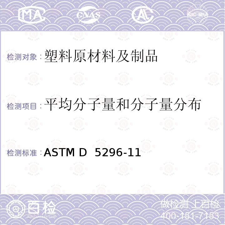 平均分子量和分子量分布 ASTM D 5296 聚苯乙烯的的检测标准方法 高效体积排阻色谱法-11