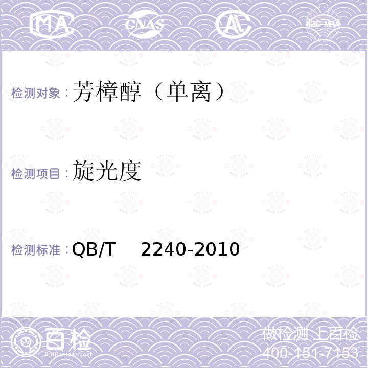 旋光度 QB/T 2240-2010 芳樟醇(单离)