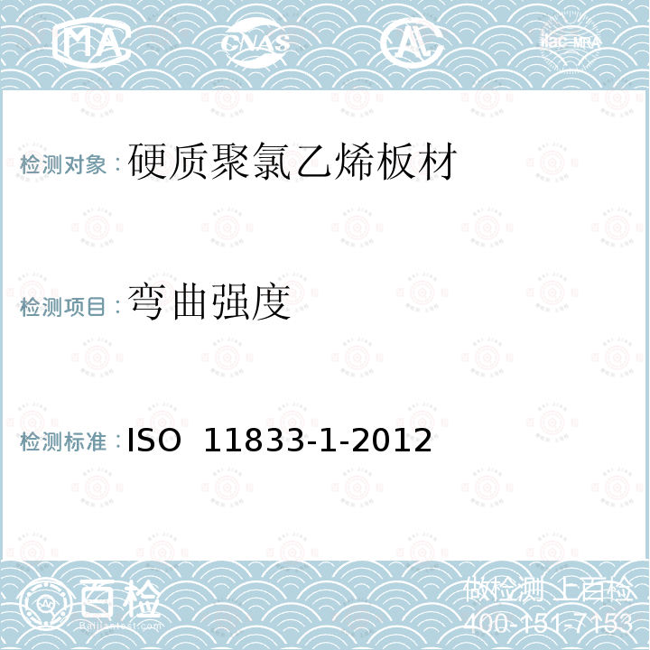 弯曲强度 ISO 11833-1-2012 硬质聚氯乙烯板材 分类、尺寸和性能 第1部分：厚度1mm以上板材