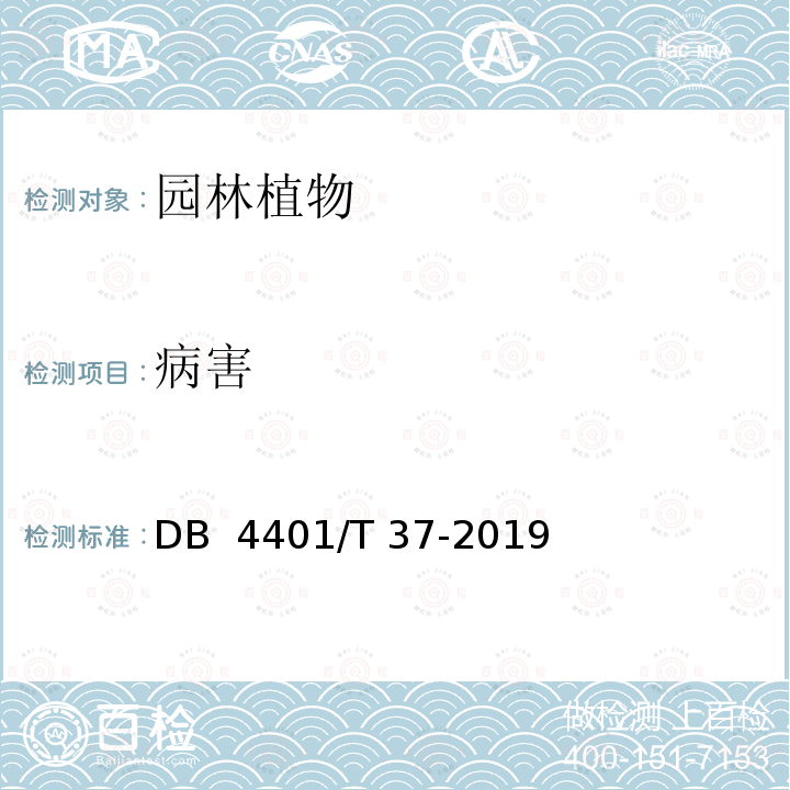 病害 《园林绿化植物材料》DB 4401/T 37-2019