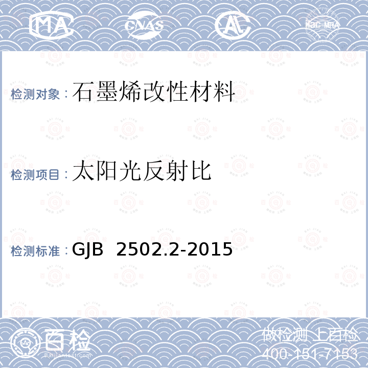 太阳光反射比 《航天器热控涂层试验方法 第2部分：太阳吸收比测试》GJB 2502.2-2015