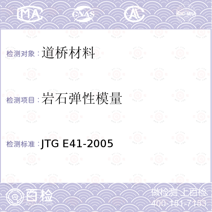 岩石弹性模量 公路工程岩石试验规程 JTG E41-2005