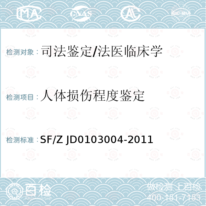 人体损伤程度鉴定 03004-2011 视觉功能障碍法医鉴定指南 SF/Z JD01