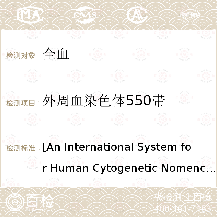 外周血染色体550带 国际人类细胞遗传学术命名法（ISCN2013）[An International System for Human Cytogenetic Nomenclature(2013)]