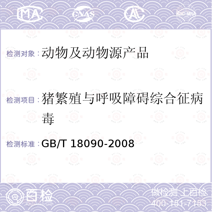 猪繁殖与呼吸障碍综合征病毒 GB/T 18090-2008 猪繁殖与呼吸综合征诊断方法