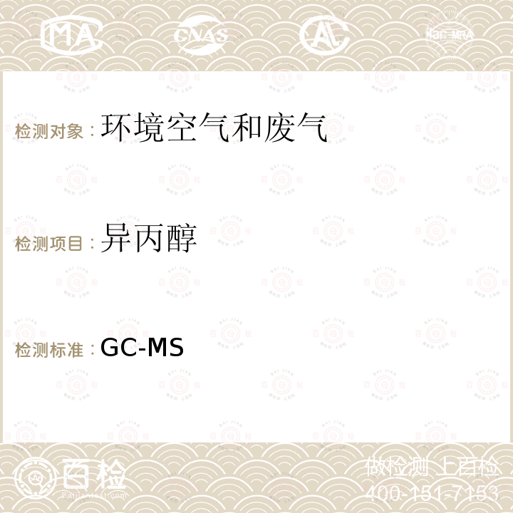 异丙醇 GC-MS 2018年重点地区环境空气挥发性有机物监测方案（环办监测函【2017】2024号） 附1 环境空气中挥发性有机物的测定法操作规程