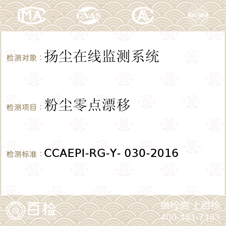 粉尘零点漂移 CCAEPI-RG-Y- 030-2016 《粉尘噪声在线监测系统》CCAEPI-RG-Y-030-2016