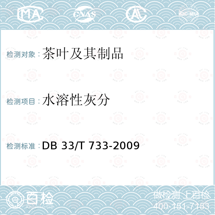 水溶性灰分 DB33/T 733-2009(2016) 浙江绿茶