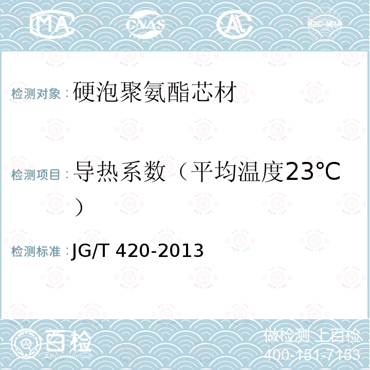 导热系数（平均温度23℃） JG/T 420-2013 硬泡聚氨酯板薄抹灰外墙外保温系统材料