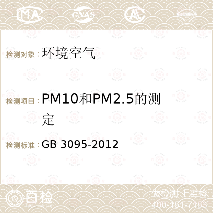 PM10和PM2.5的测定 GB 3095-2012 环境空气质量标准(附2018年第1号修改单)