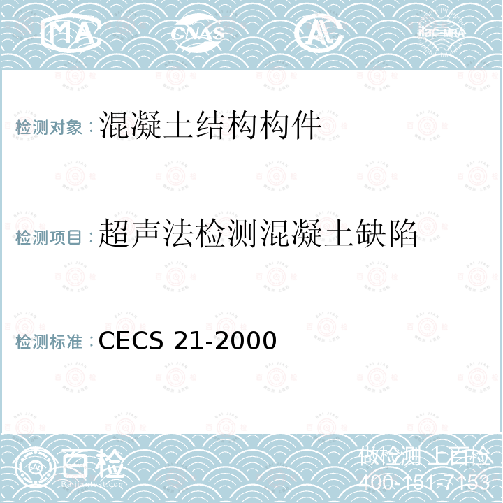 超声法检测混凝土缺陷 CECS 21-2000 技术规程CECS21-2000