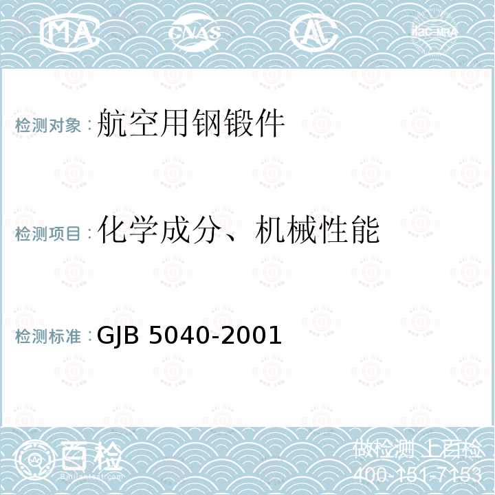 化学成分、机械性能 航空用钢锻件规范 GJB 5040-2001