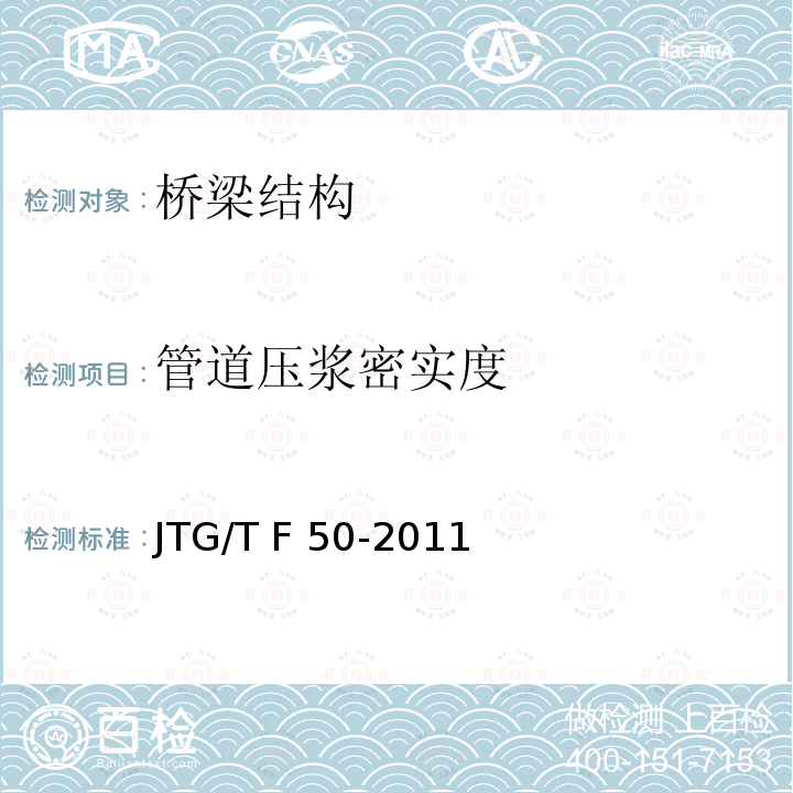 管道压浆密实度 JTG/T F50-2011 公路桥涵施工技术规范(附条文说明)(附勘误单)