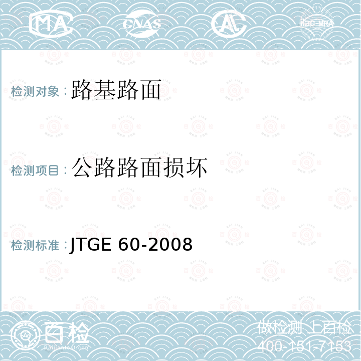 公路路面损坏 JTG E60-2008 公路路基路面现场测试规程(附英文版)