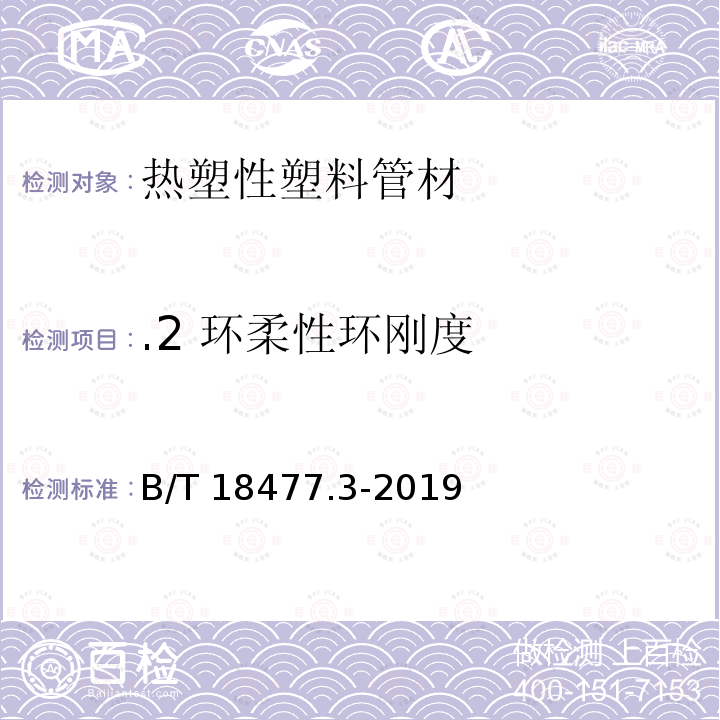 .2 环柔性环刚度 GB/T 18477.3-2019 埋地排水用硬聚氯乙烯（PVC-U）结构壁管道系统 第3部分：轴向中空壁管材