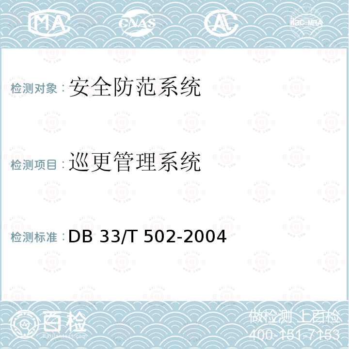 巡更管理系统 《社会治安动态视频监控系统技术规范》 DB33/T 502-2004