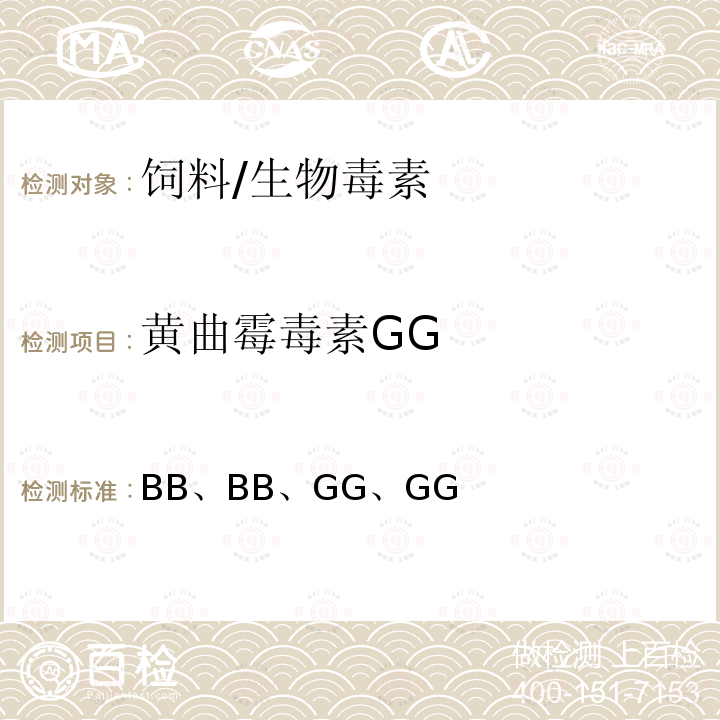 黄曲霉毒素GG BB、BB、GG、GG 饲料中黄曲霉毒素的测定 免疫亲和柱净化-高效液相色谱法