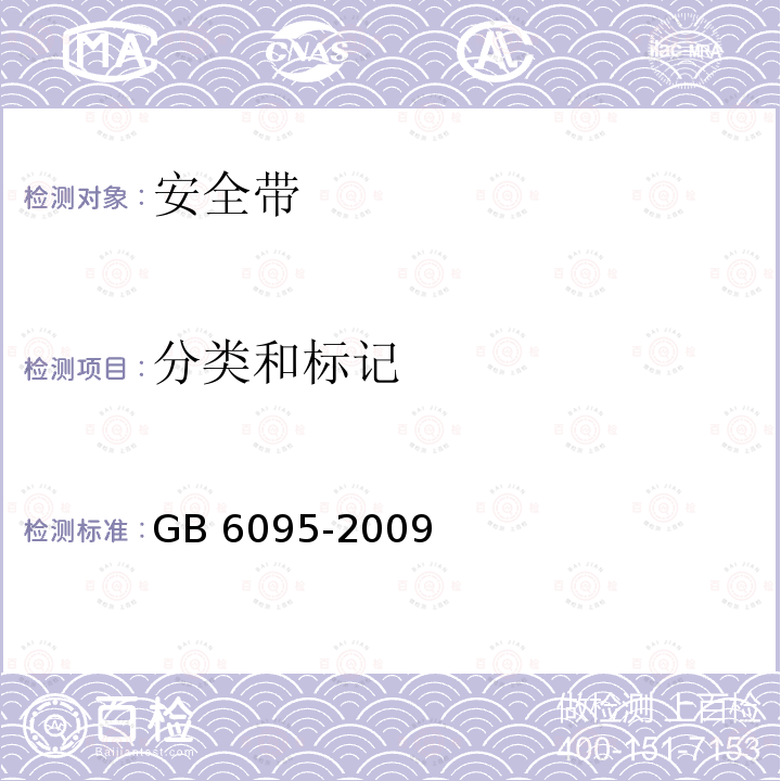 分类和标记 GB 6095-2009 安全带