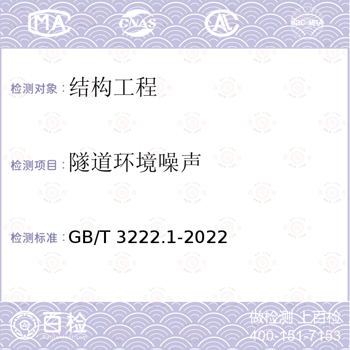 隧道环境噪声 GB/T 3222.1-2022 声学 环境噪声的描述、测量与评价 第1部分：基本参量与评价方法