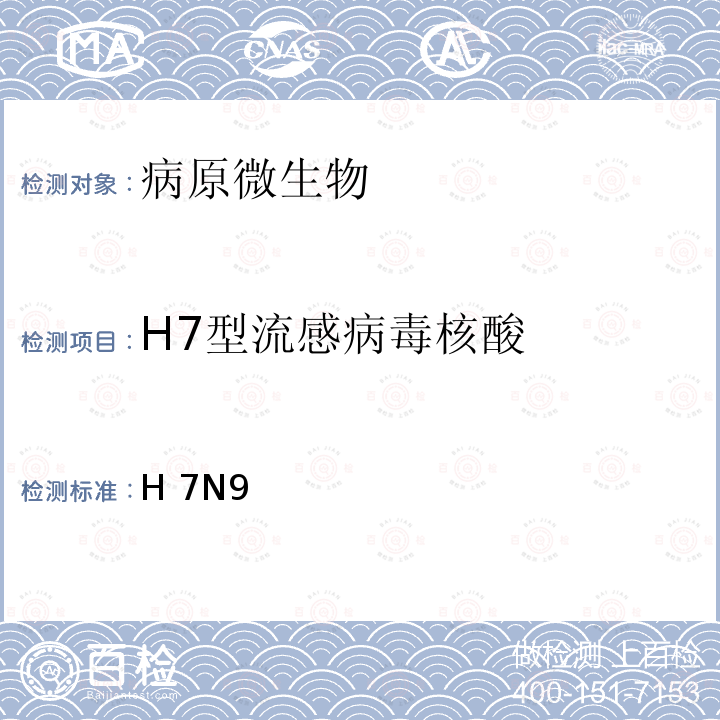 H7型流感病毒核酸 H 7N9 《人感染H7N9禽流感病毒标本采集及实验室检测策略》中国疾病预防控制中心