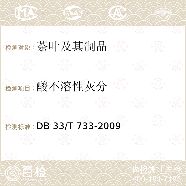 酸不溶性灰分 DB33/T 733-2009(2016) 浙江绿茶