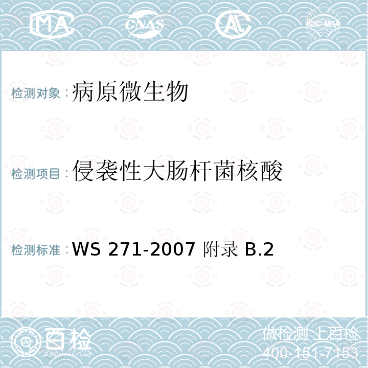 侵袭性大肠杆菌核酸 WS 271-2007 感染性腹泻诊断标准