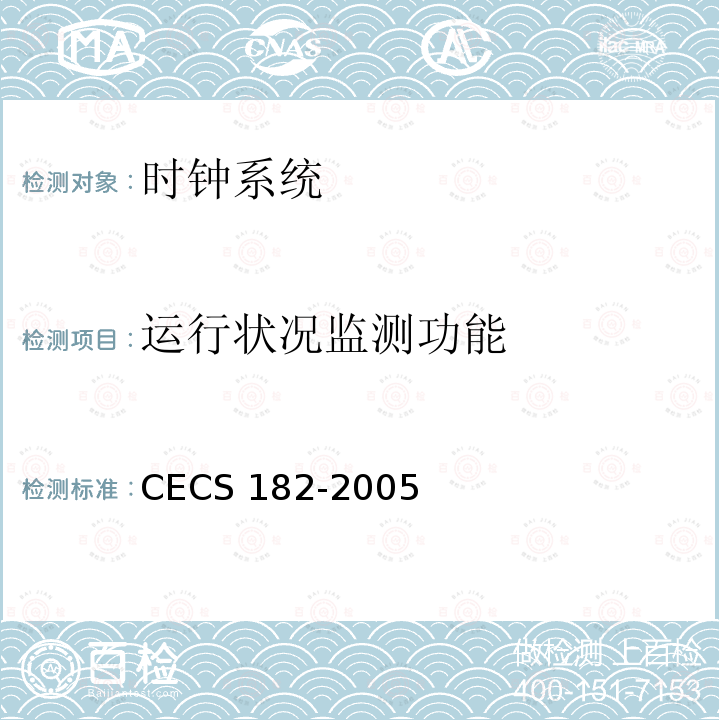 运行状况监测功能 CECS 182-2005 智能建筑工程检测规程 