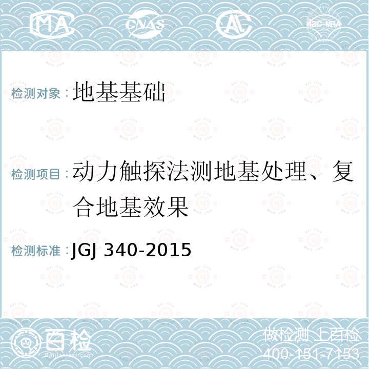 动力触探法测地基处理、复合地基效果 JGJ 340-2015 建筑地基检测技术规范(附条文说明)