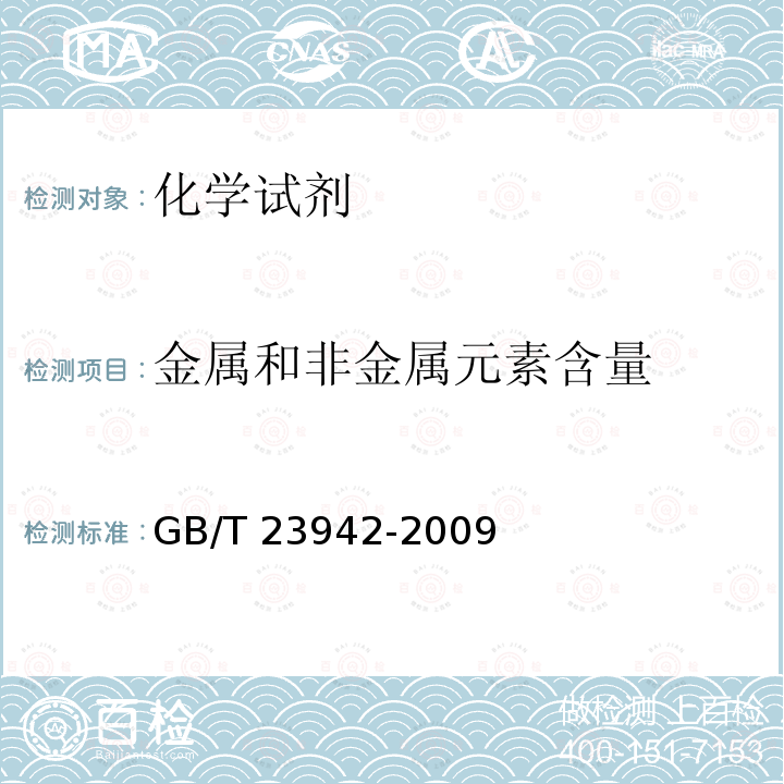 金属和非金属元素含量 GB/T 23942-2009 化学试剂 电感耦合等离子体原子发射光谱法通则