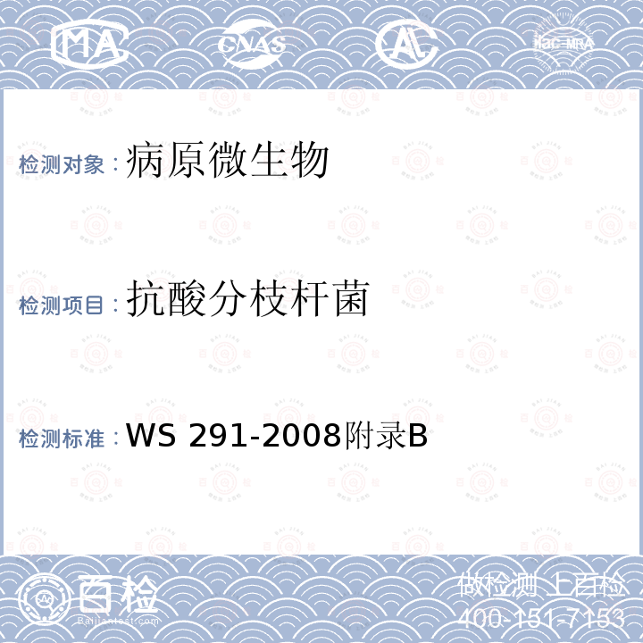 抗酸分枝杆菌 麻风病诊断标准  WS 291-2008附录B