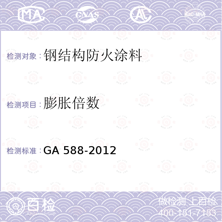 膨胀倍数 GA 588-2012 消防产品现场检查判定规则