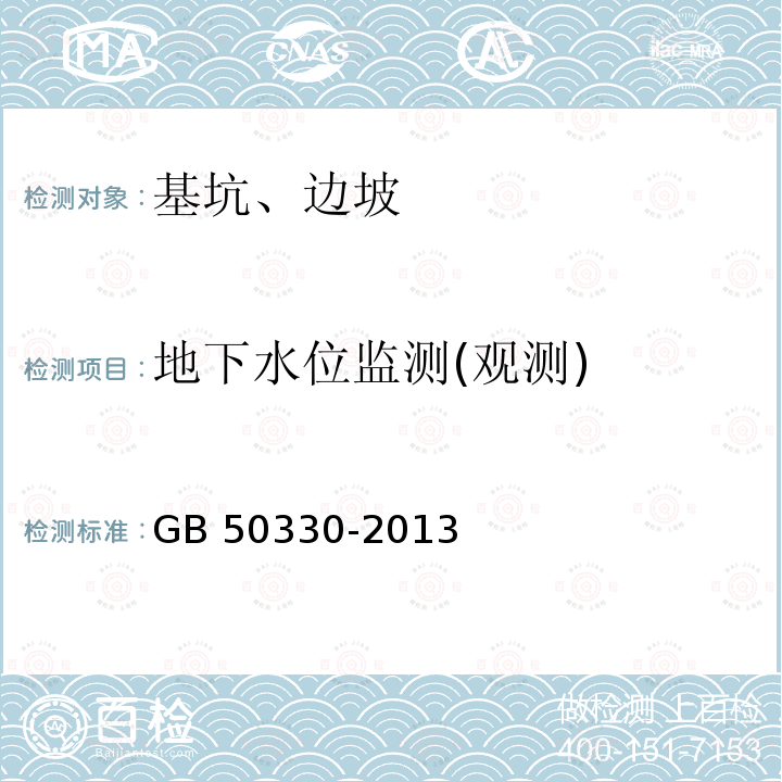 地下水位监测(观测) GB 50330-2013 建筑边坡工程技术规范(附条文说明)