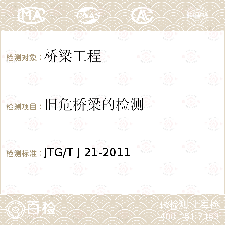 旧危桥梁的检测 JTG/T J21-2011 公路桥梁承载能力检测评定规程