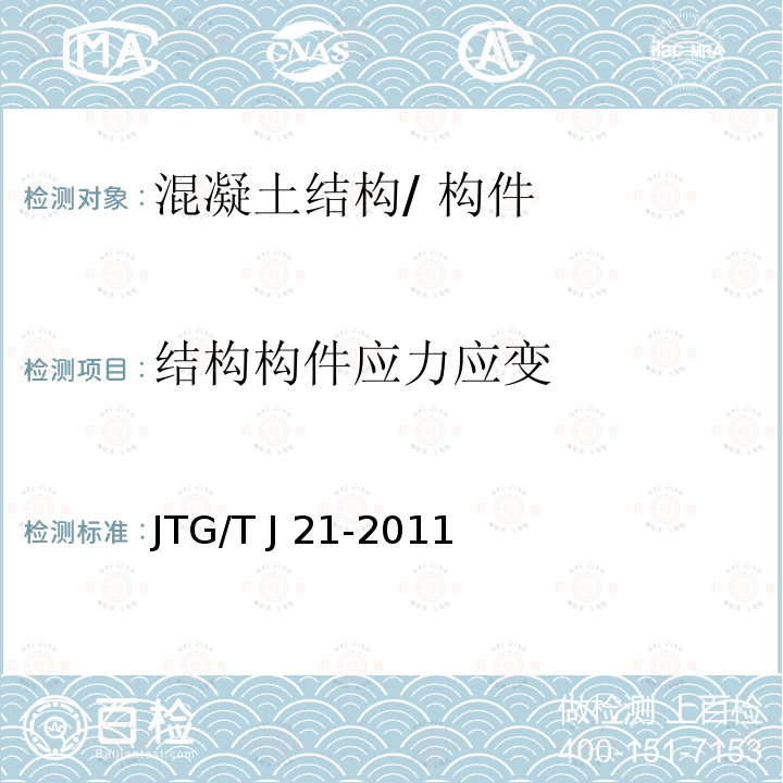 结构构件应
力应变 JTG/T J21-2011 公路桥梁承载能力检测评定规程