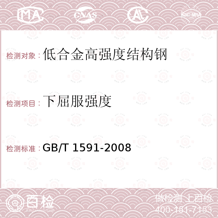 下屈服强度 GB/T 1591-2008 低合金高强度结构钢