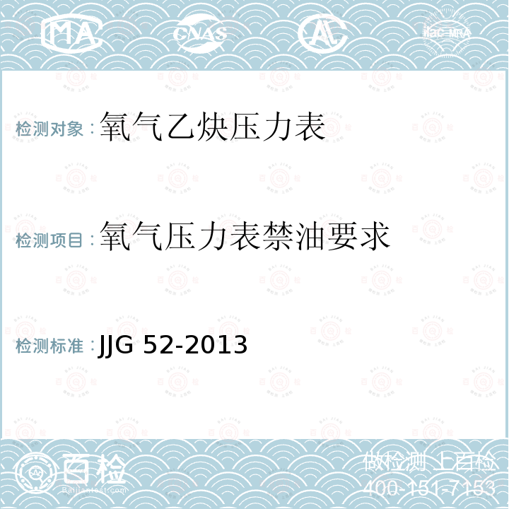 氧气压力表禁油要求 JJG 52 弹性元件式一般压力表、压力真空表和真空表 -2013