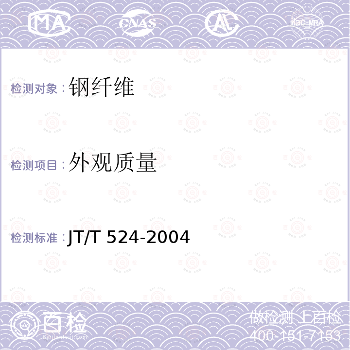 外观质量 JT/T 524-2004 公路水泥混凝土纤维材料 钢纤维