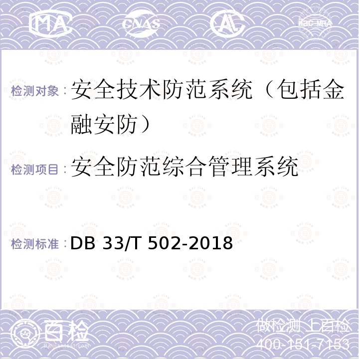 安全防范综合管理系统 DB33/T 502-2018 社会治安动态视频监控系统技术规范