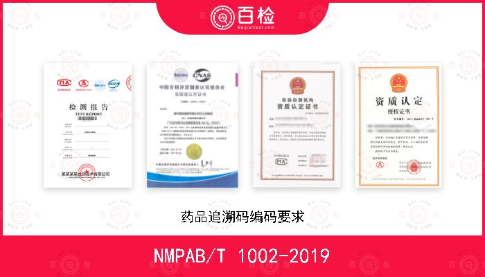 NMPAB/T 1002-2019 药品追溯码编码要求