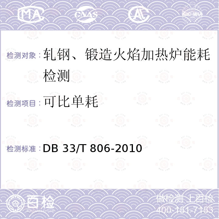 可比单耗 轧钢、锻造火焰加热炉能源消耗定额及监测技术要求DB33/T 806-2010(2017)