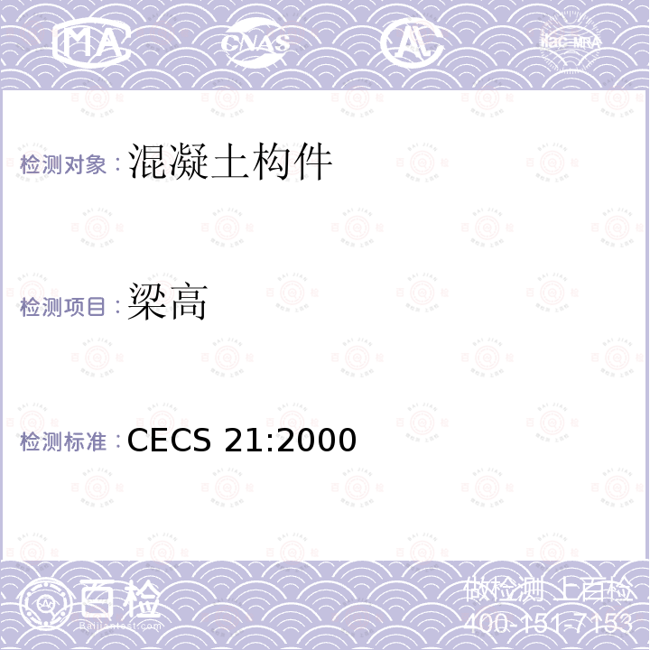 梁高 CECS 21:2000 《超声法检测混凝土缺陷技术规程》