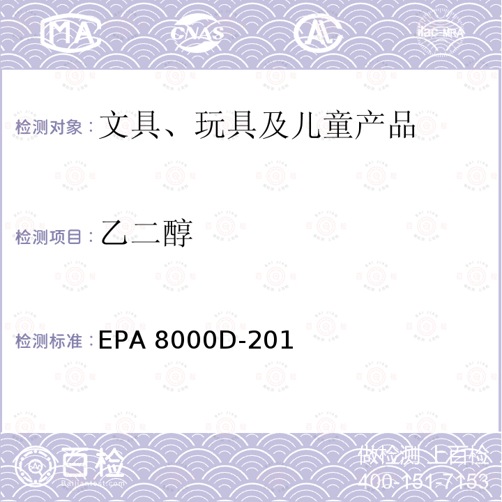 乙二醇 EPA 8000D-2014 气相色谱法　　　　　　　　　　　　　　　　　　　　　　　　　